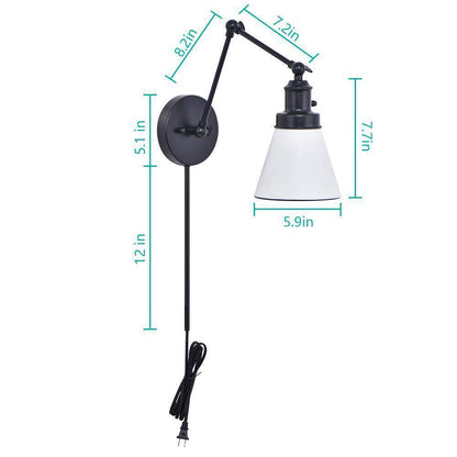 Hampton Bay 1-Light Black Plug-In/Hardwired Swing Arm Wall Lamp