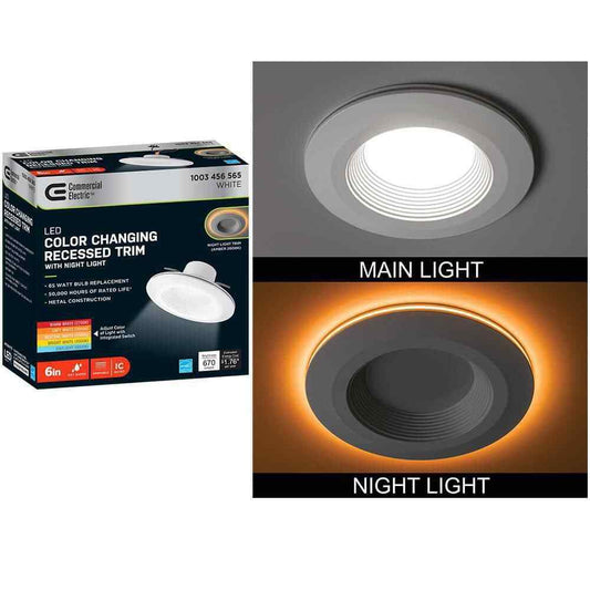 Commercial Electric 6 in. Selectable CCT LED Recessed Light Trim 670 Lumens