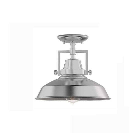 Hampton Bay Wilhelm 12 in. 1-Light Brushed Steel Semi-Flush Mount Ceiling Light