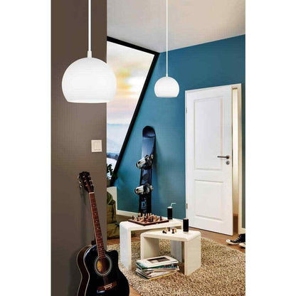 Eglo Petto 6 in. W x 59 in. H 1-Light White Mini Pendant Light with Metal Shade