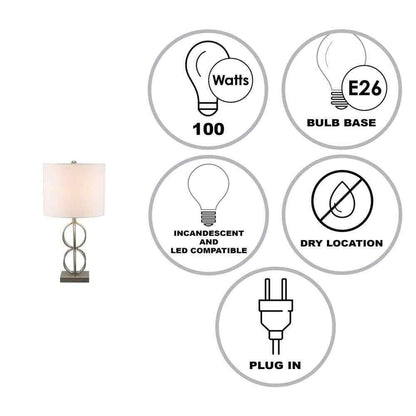 Monteaux Lighting 23 in. Pewter Indoor Table Lamp with Fabric Shade RS2110003