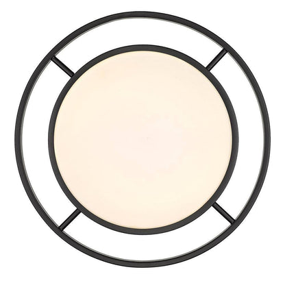 Golden Lighting Astra 16.5 in. 1-Light Matte Black Opal Glass LED Flush Mount