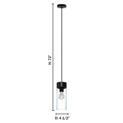 Eglo Montey 1-Light Black Mini-Pendant with Clear Glass Shade 202127A