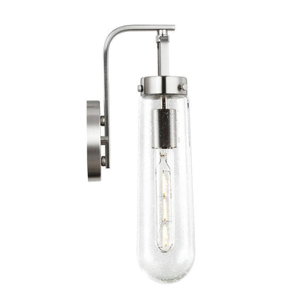 Light Society Tahoe 4.75 in. Satin Nickel Wall Sconce with Seeded Glass Shade
