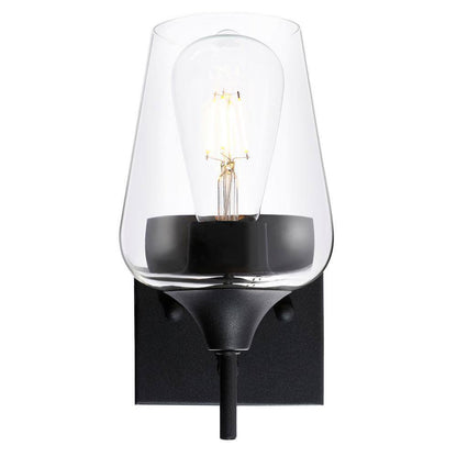 Merra 1-Light Matt Black Wall Sconce with Clear Glass Shade HCF-2801-00-BNHD-1