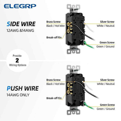 ELEGRP Decorator 15A 125V Residential Grade Self Grounding Duplex Outlet 10-Pack