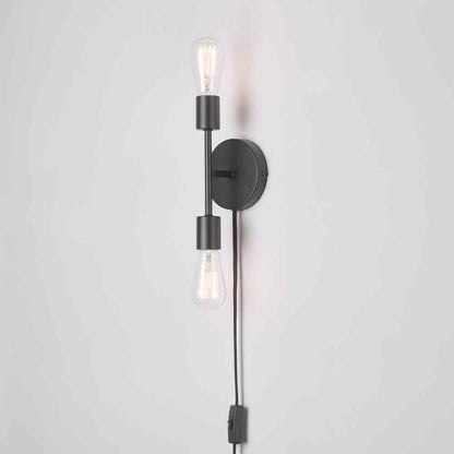 Hampton Bay Stockport 2-Light Matte Black Wall Sconce 65742