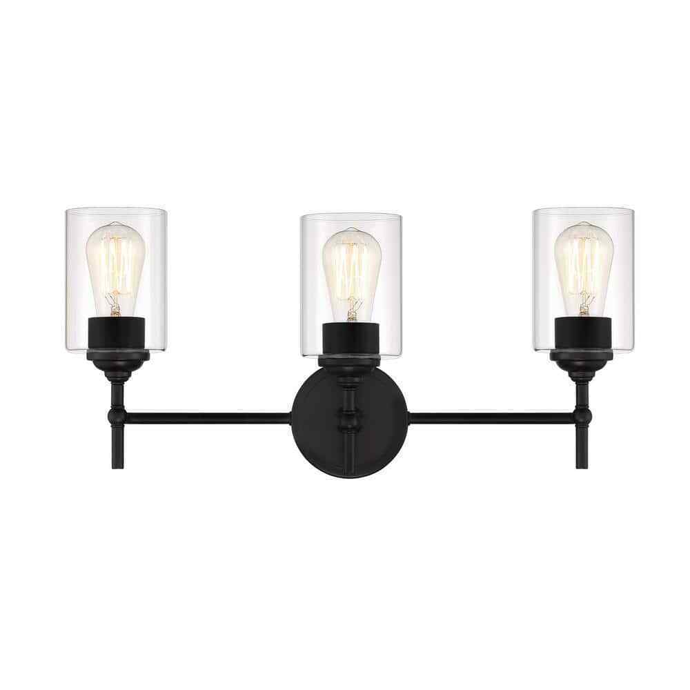 Home Decorators Collection Ayelen 22 in. W 3-Lights Black Vanity Light