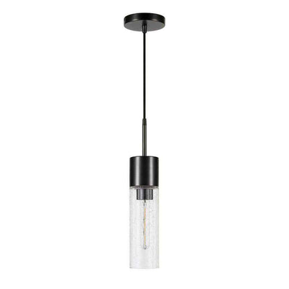 Meyer&Cross Lance 1-Light Blackened Steel Pendant with Seeded Glass Shade
