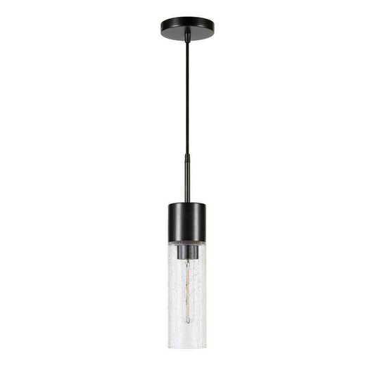 Meyer&Cross Lance 1-Light Blackened Steel Pendant with Seeded Glass Shade