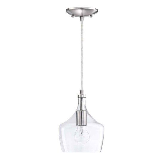 Hukoro 1-Light Kitchen Island Teardrop Glass Pendant w/ Brushed Nickel Finish