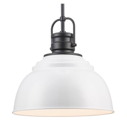 Home Decorators Shelston 13 in. Black and White Farmhouse Pendant Light Fixture