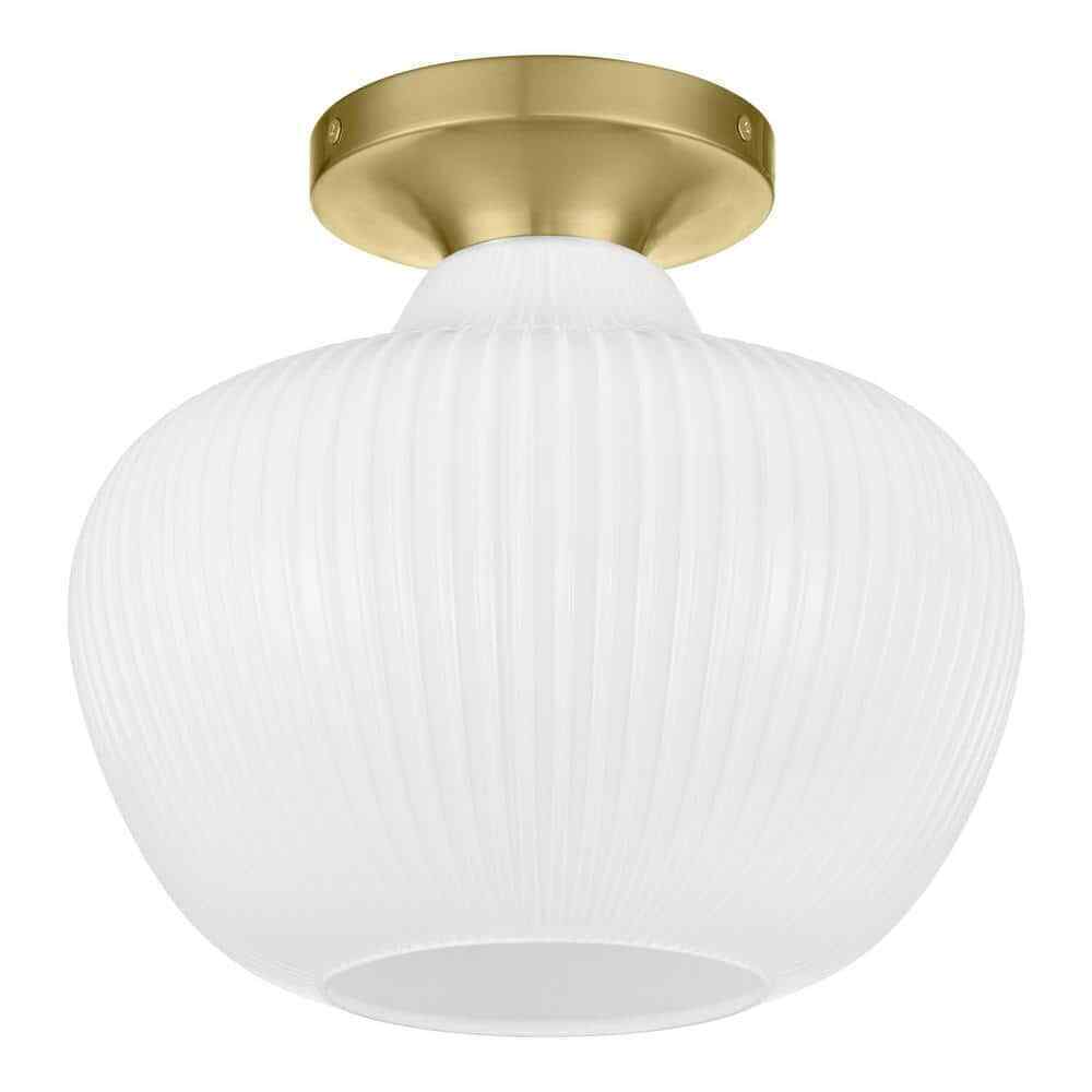 Home Decorators Pompton 12 in. 1-Light Gold Semi-Flush Mount Ceiling Light