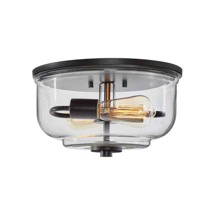 Home Decorators Knollwood 12 in. 2-Light Blackened Bronze Industrial Flush Mount
