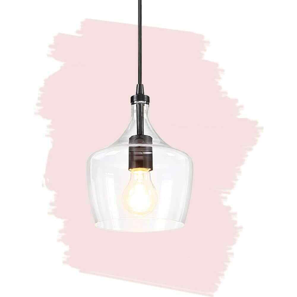 Hukoro 1-Light Kitchen Island Teardrop Clear Glass Pendant in Black