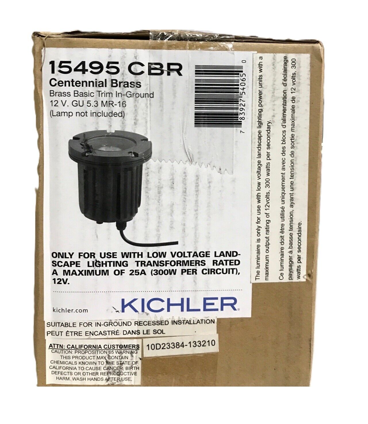 KICHLER Low Voltage Centennial Brass Hardwired Weather Resistant Well Light