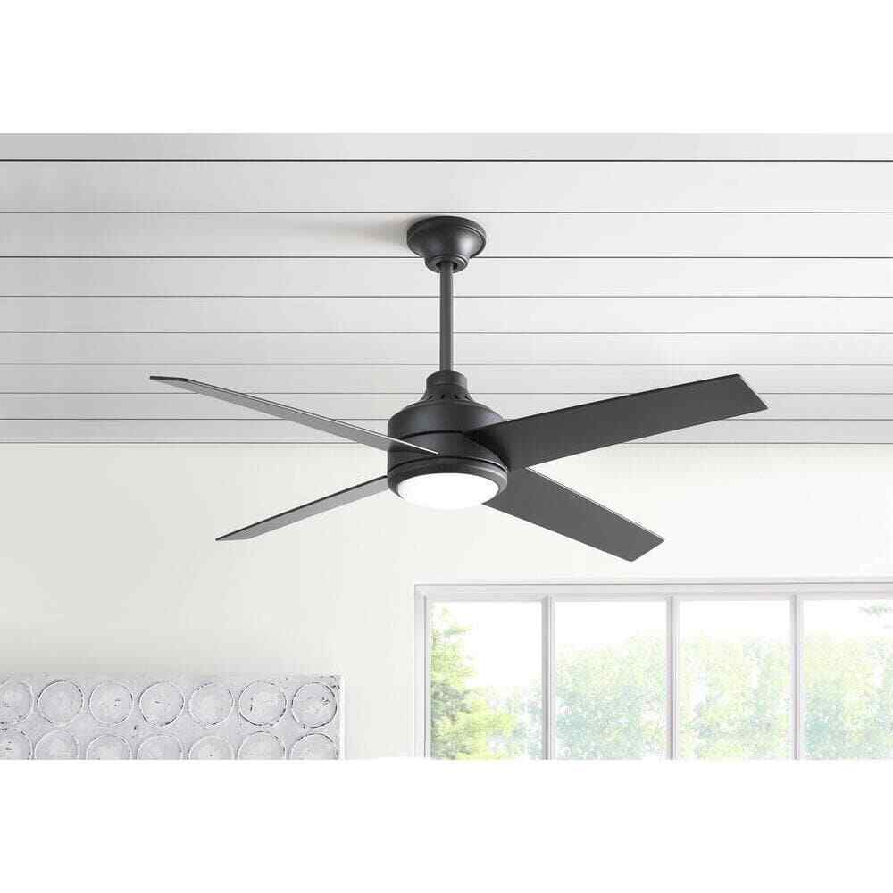 Home Decorators Mercer 52 in. LED Indoor Black Ceiling Fan w/ Light and Remote