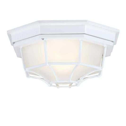 Hukoro Retro Textured White Ceiling Flush Mount Light Fixture w/ Frosted Glass