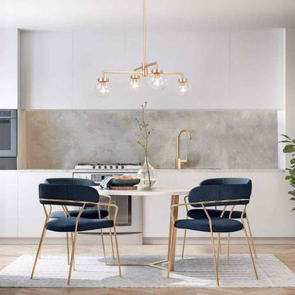 Uolfin Modern Gold Sputnik 4-Light Farmhouse Linear Globe Dining Room Chandelier
