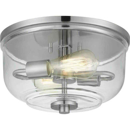 Home Decorators Knollwood 12 in. 2-Light Brushed Nickel Industrial Ceiling Light
