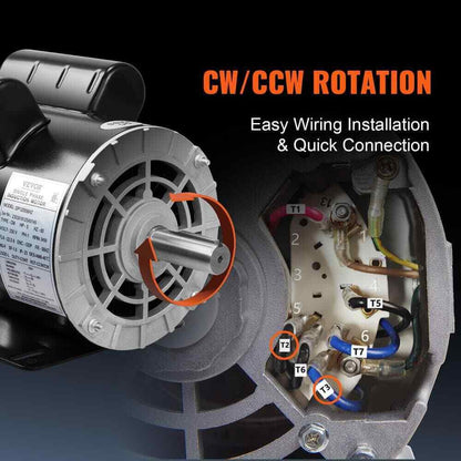 VEVOR 5HP Air Compressor Motor Single Phase Electric Motor  Keyed shaft 230V