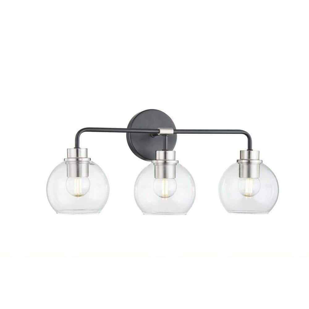 Hampton Bay Vista Heights Brushed Nickel and Matte Black Bathroom Vanity Light