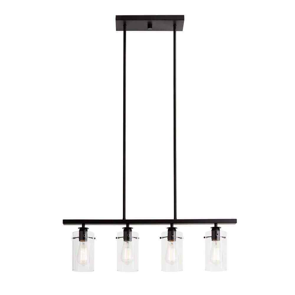 Hampton Bay Regan Espresso Linear Kitchen Chandelier w/ Glass Shades
