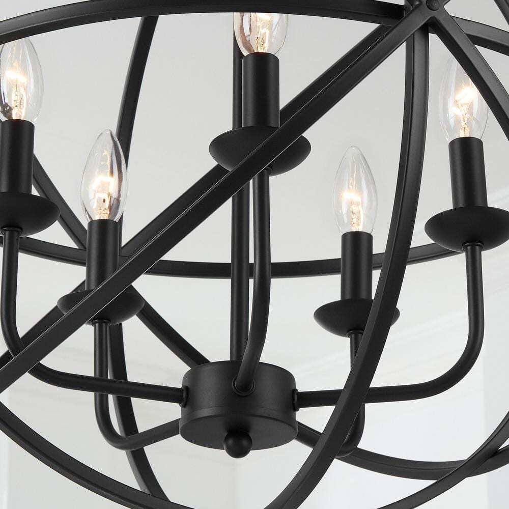 Home Decorators Collection Sarolta Sands Black Chandelier Light Caged Globe