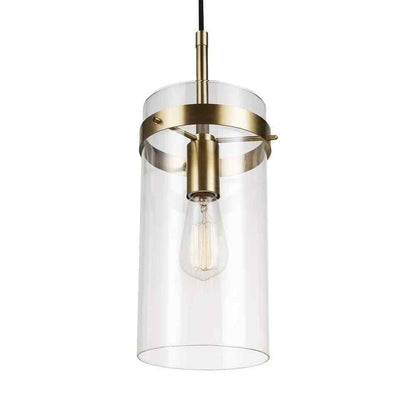 Globe Electric Connor 1-Light Brass Pendant Light with Clear Glass Shade