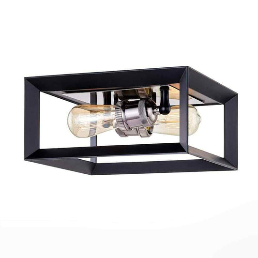 Home Decorators Walden Forge Black Frame Flush Mount Ceiling Light