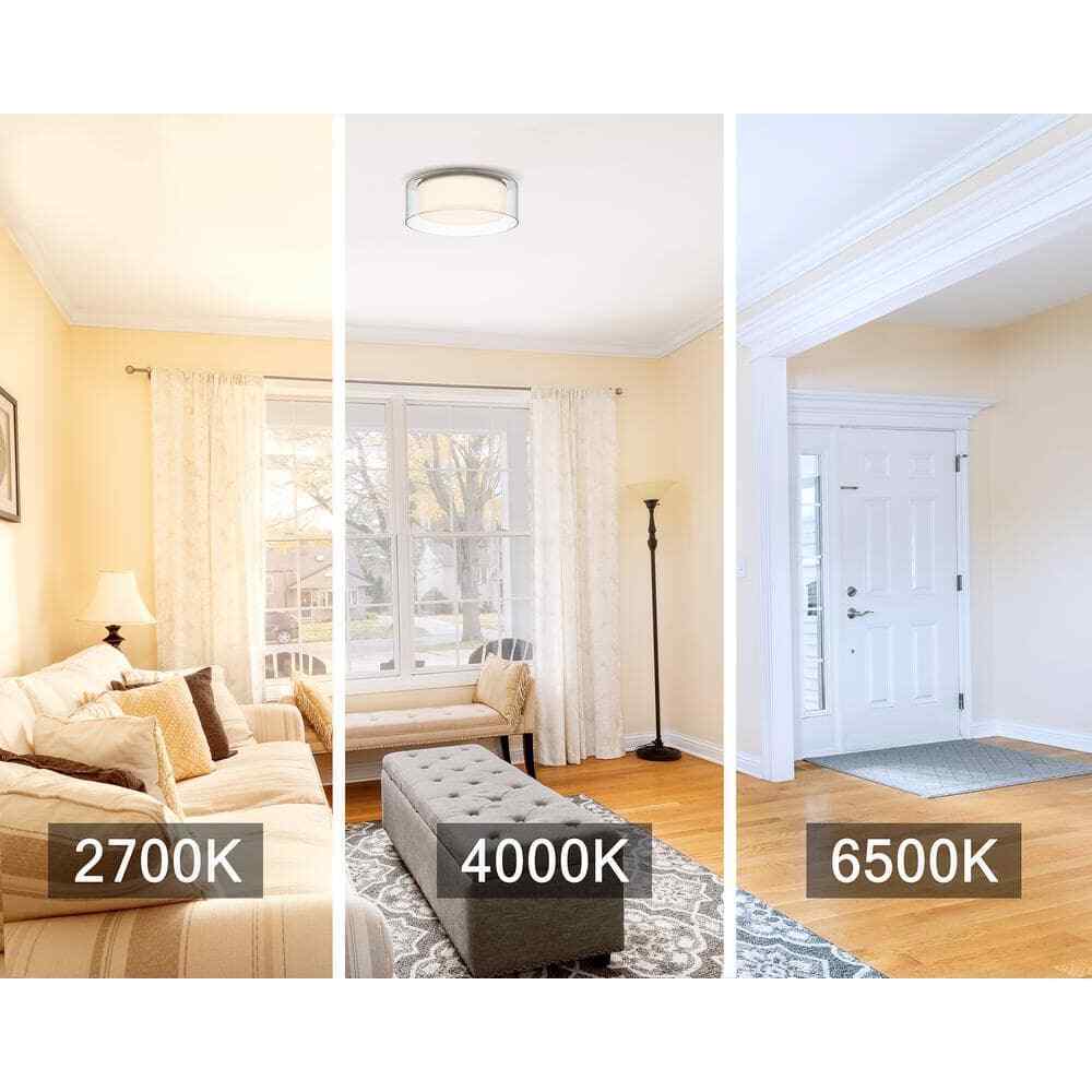Denning 13 in. Brushed Nickel Smart Voice Controlled RGB LED Flush Mount