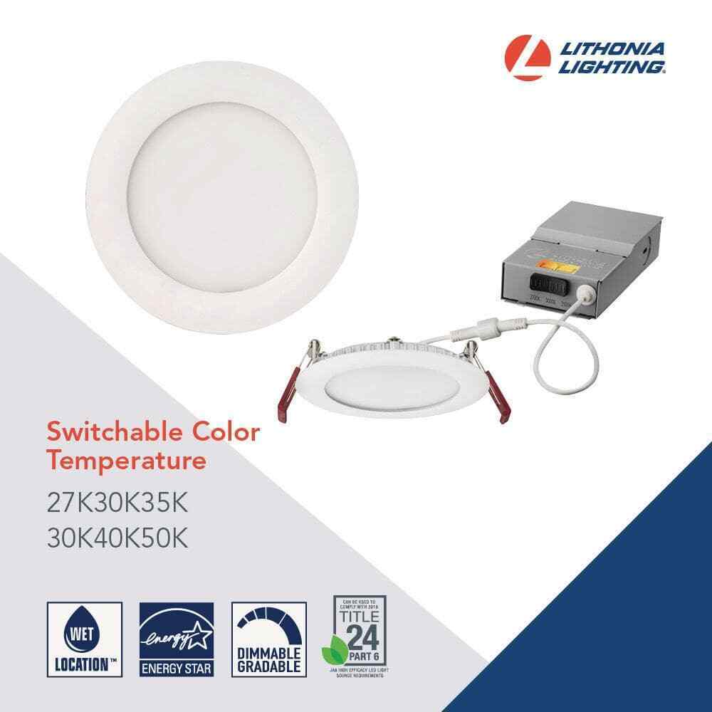 Lithonia Lighting Wafer Series 6 in.  White 1190 LM LED Canless Recessed Fixture