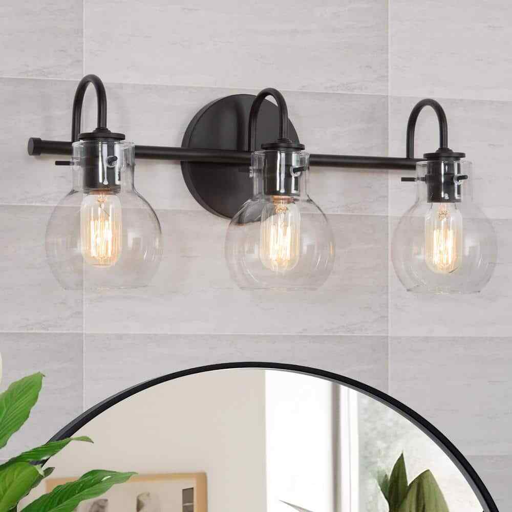 LNC Modern Industrial 22 in. 3-Light Black Bathroom Vanity Light Wall Sconce