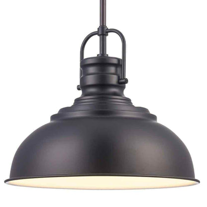 Home Decorators Collection Shelston 13 in. Black Farmhouse Pendant Light Fixture