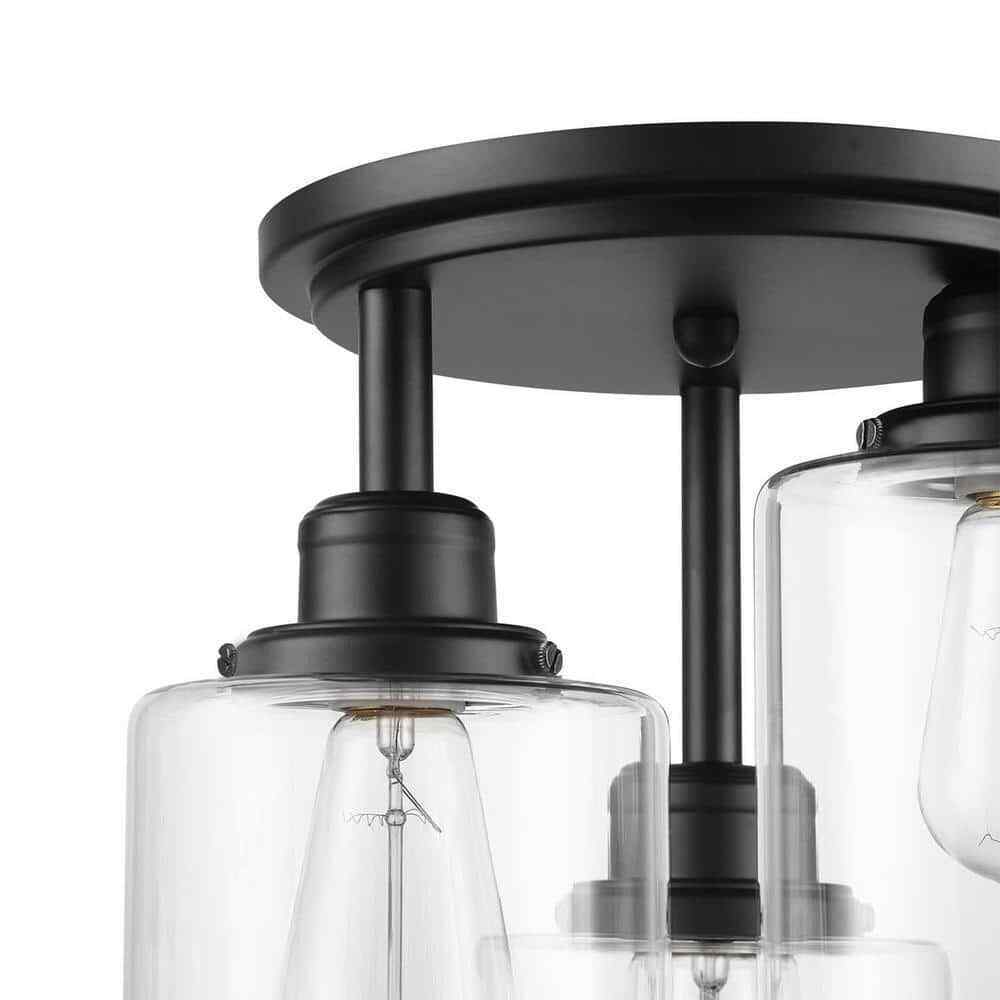 Globe Electric Annecy 13 in. 3-Light Matte Black Semi-Flush Mount