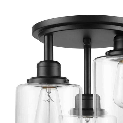 Globe Electric Annecy 13 in. 3-Light Matte Black Semi-Flush Mount