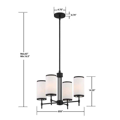 GLUCKSTEINELEMENTS Ashbury 4-Light Black Chandelier 38683-HBCB