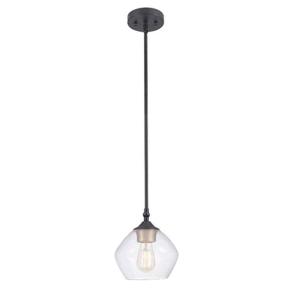 Globe Electric Harrow 1-Light Matte Black Pendant with Clear Glass Shade 60312