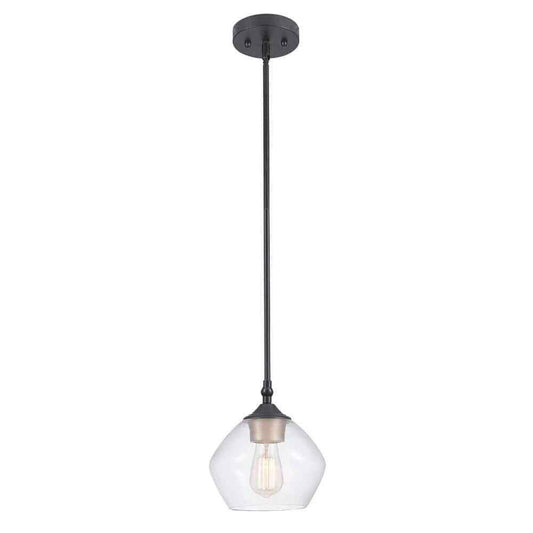 Globe Electric Harrow 1-Light Matte Black Pendant with Clear Glass Shade 60312