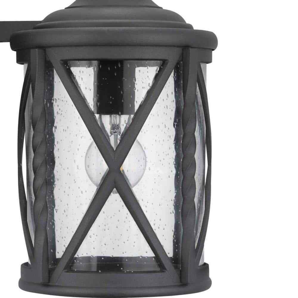 Home Decorators Walcott Manor 18.75 in. 1-Light Black Industrial Outdoor Sconce