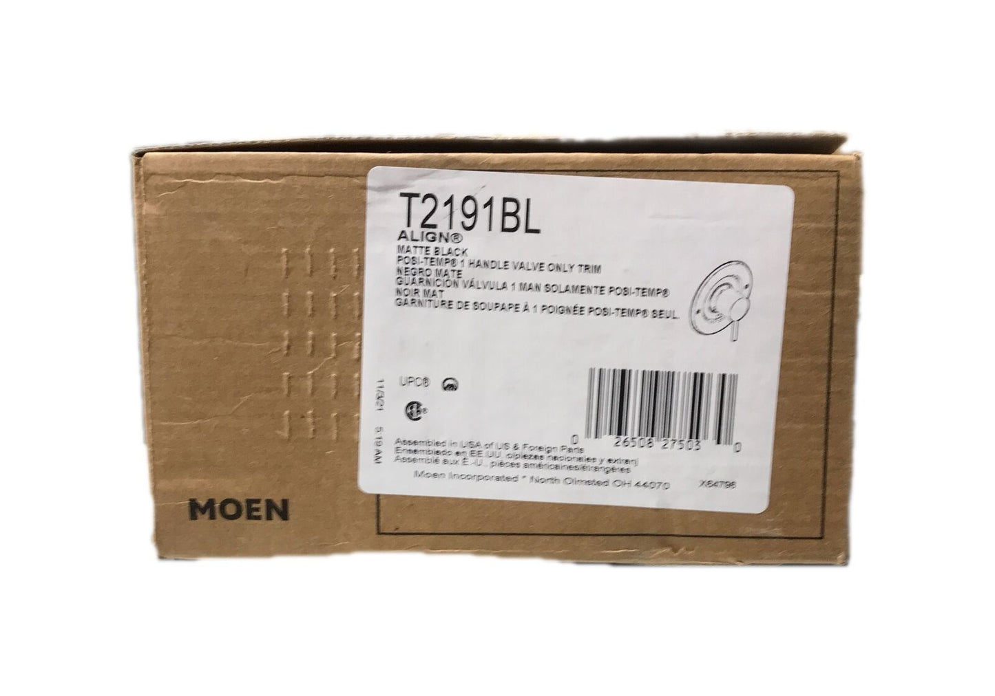 MOEN Align Single-Handle Posi-Temp Valve Trim Kit Matte Black Valve Not Included