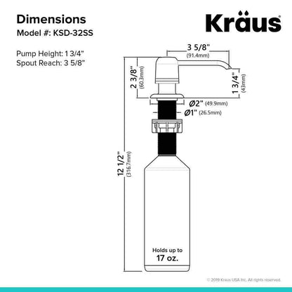 KRAUS Kitchen Soap Dispenser in Stainless Steel KSD-32SS
