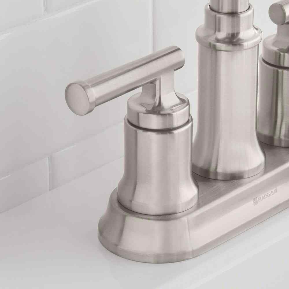 Glacier Bay Oswell 4 in. Centerset High-Arc Bathroom Faucet in Brushed Nickel