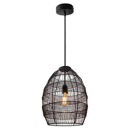 River of Goods 1-Light Black Pendant with Oversized Woven Shade