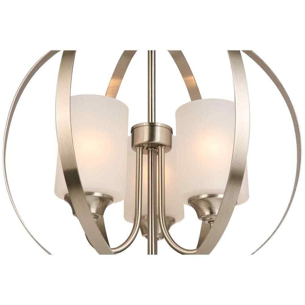 Hampton Bay Findlay 3-Light Brushed Nickel Chandelier w/ Etched White Glass