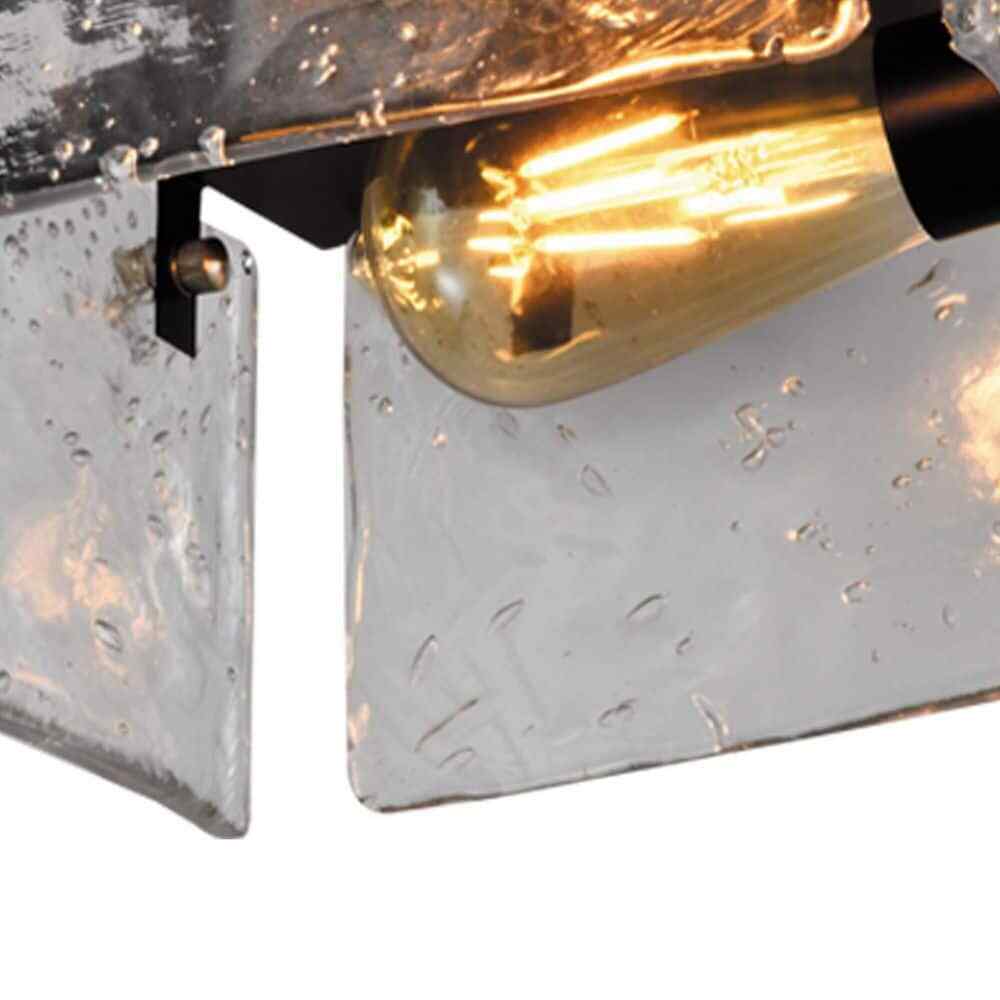 Maxax Raleigh 2-Light 11.81 in. Black Flush Mount with Water Glass Shade