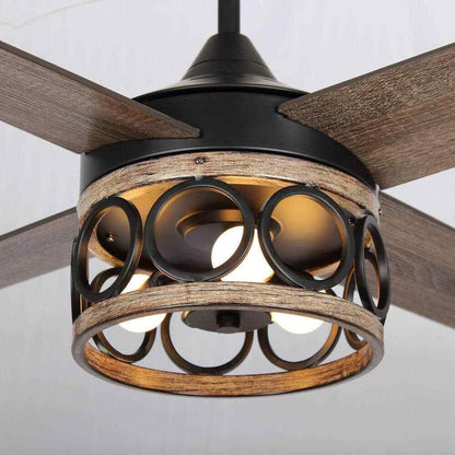 Flint Garden 52 in. Industrial Indoor Matte Black Cage Ceiling Fan