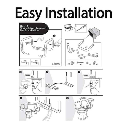 Glacier Bay Toilet Support Rail Adjustable Grab Bar FGB368GB THD