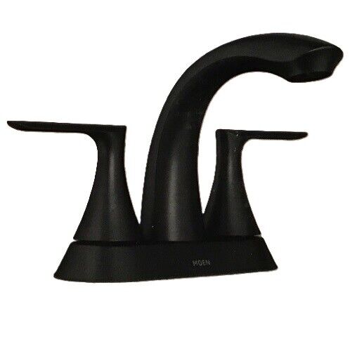 MOEN Findlay 4 in. Centerset Double-Handle Bathroom Faucet in Matte Black