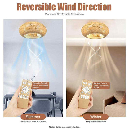 OUKANING 20 in. Gold Farmhouse 6-Speed Reversible Wind Direction Ceiling Fan